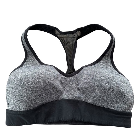 Lululemon Size 4 Gray Black Speed Up Racerback Sports Bra Running Activewear - Picture 1 of 3